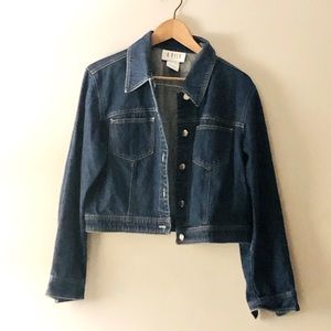 Vintage 90’s Cropped Blue Denim Jean Jacket-Large